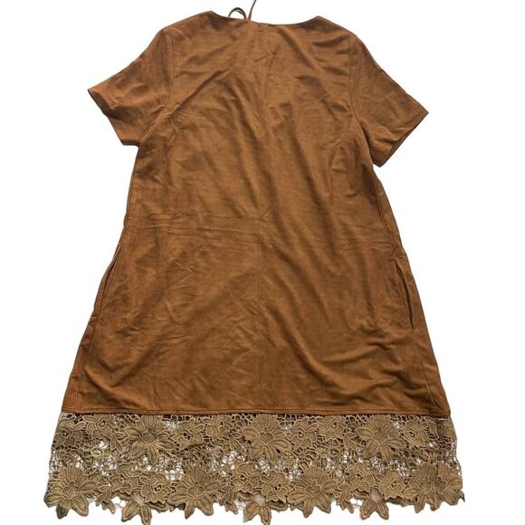 Muche et Muchette Dress Womens One Size Brown Eyelet Hem Faux Suede Boho - Picture 3 of 9